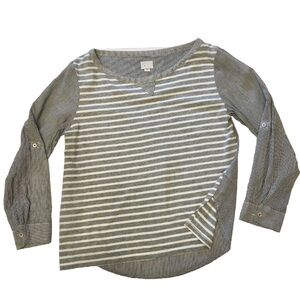 Anthropologie Postmark grey striped long sleeve top mix nautical small